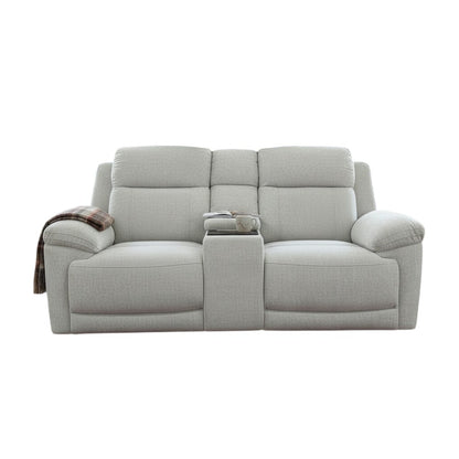 Owen Electric Recliner Beige Fabric Cinema Console 2 Seater Sofa