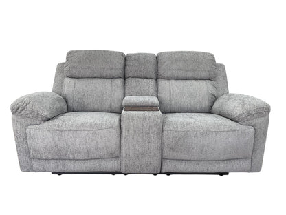 Owen Electric Recliner Grey Fabric Cinema Console 2 Seater Sofa