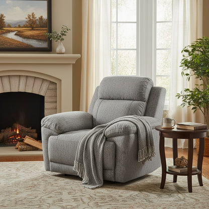 Owen Electric Recliner Grey Fabric Armchair