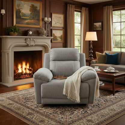 Owen Electric Recliner Grey Fabric Armchair
