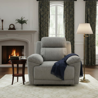 Owen Electric Recliner Grey Fabric Armchair