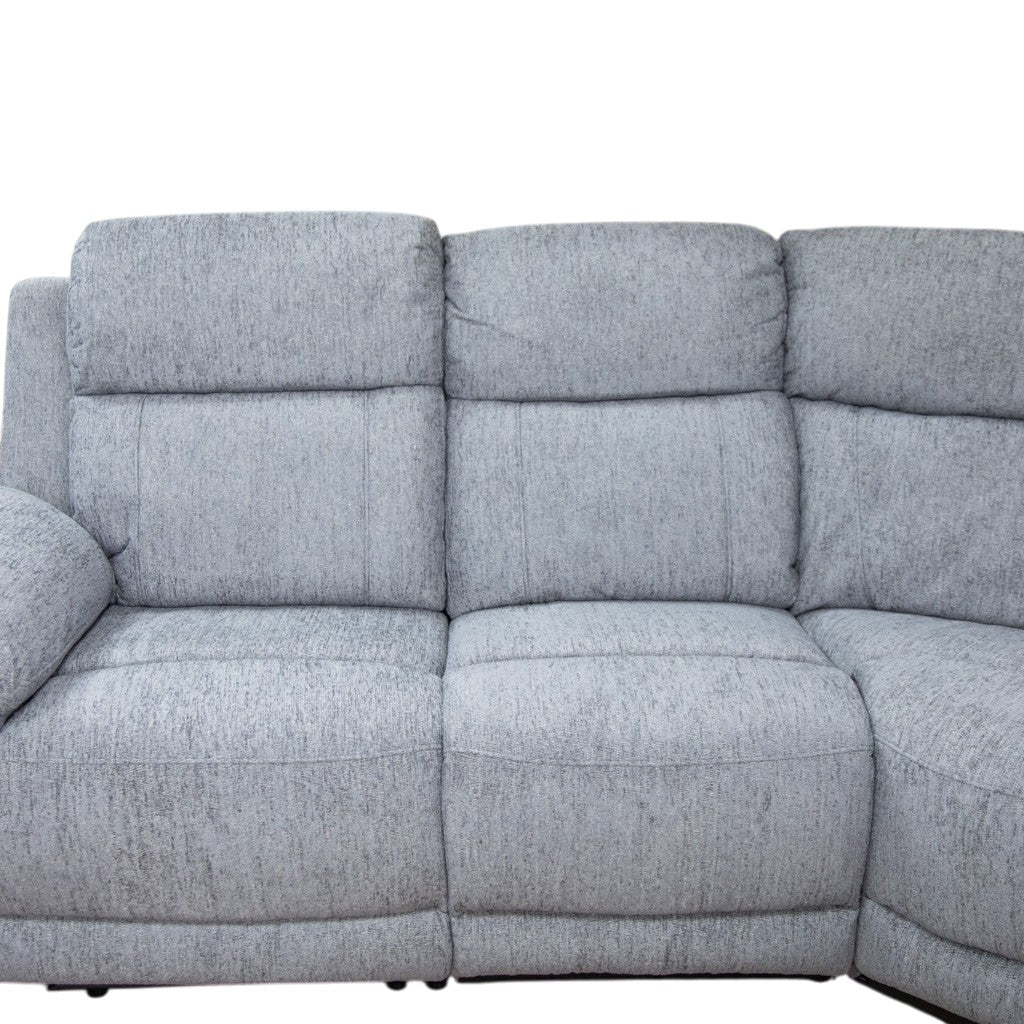 Owen Electric Recliner Grey Fabric Cinema Console Large Corner Sofa