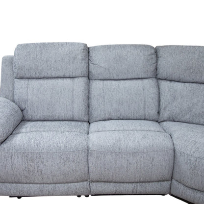 Owen Electric Recliner Grey Fabric Cinema Console Large Corner Sofa