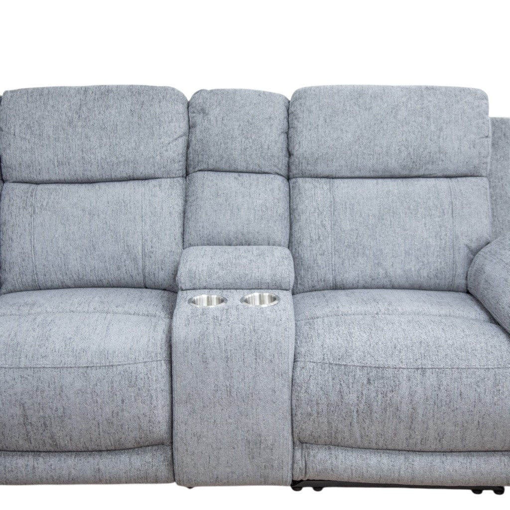 Owen Electric Recliner Grey Fabric Cinema Console Large Corner Sofa