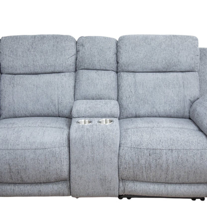 Owen Electric Recliner Grey Fabric Cinema Console Large Corner Sofa