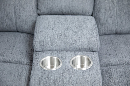 Owen Electric Recliner Grey Fabric Cinema Console Large Corner Sofa