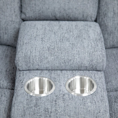 Owen Electric Recliner Grey Fabric Cinema Console Large Corner Sofa
