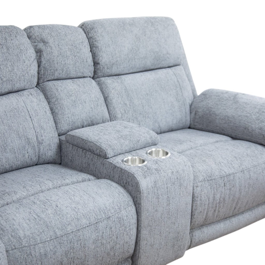 Owen Electric Recliner Grey Fabric Cinema Console Large Corner Sofa
