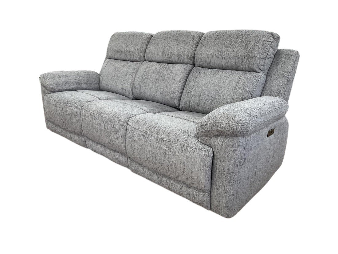 Owen Electric Recliner Grey Fabric Cinema Console 3 Seater Sofa