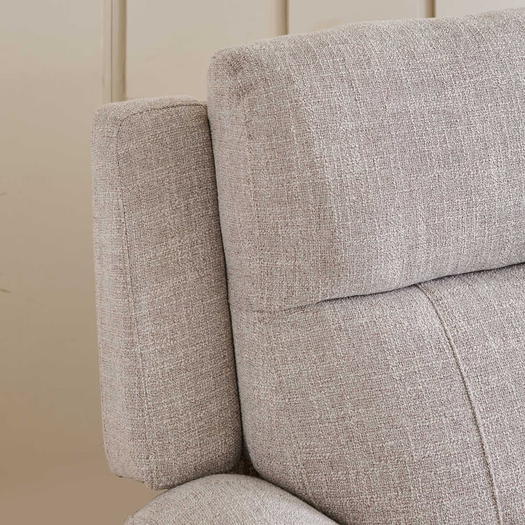 Owen Electric Recliner Beige Fabric Cinema Console 2 Seater Sofa