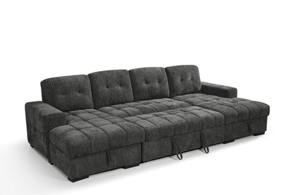 Palermo Sofabed Grey Fabric U Shape Storage Corner Sofa
