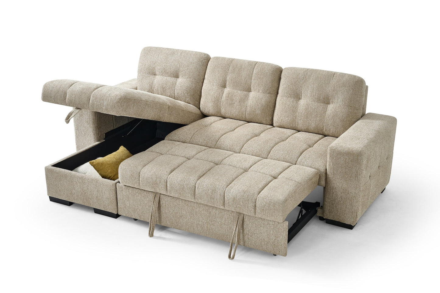Palermo Beige Fabric Universal Sofabed Storage Corner Sofa
