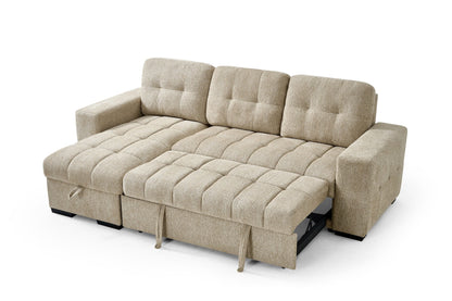 Palermo Beige Fabric Universal Sofabed Storage Corner Sofa