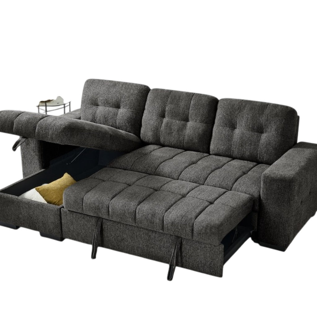 Palermo Grey Fabric Universal Sofabed Storage Corner Sofa