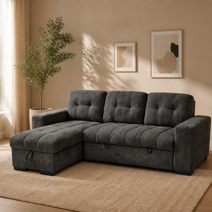 Palermo Grey Fabric Universal Sofabed Storage Corner Sofa