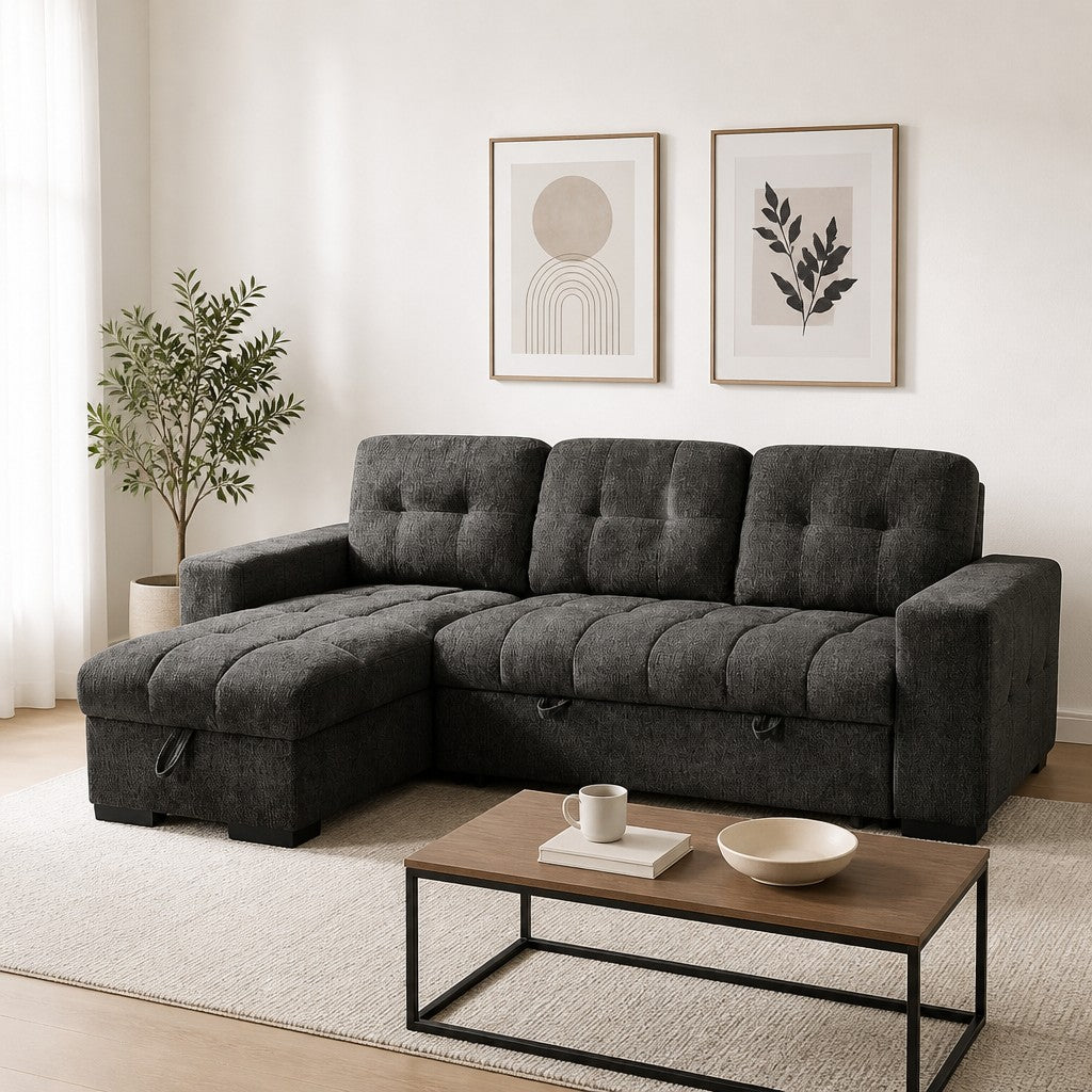 Palermo Grey Fabric Universal Sofabed Storage Corner Sofa