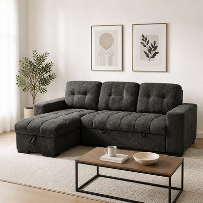 Palermo Grey Fabric Universal Sofabed Storage Corner Sofa