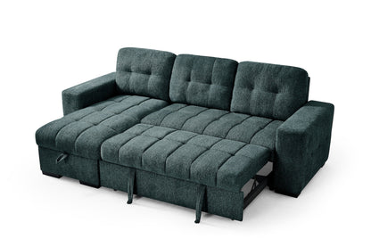 Palermo Blue Fabric Universal Sofabed Storage Corner Sofa