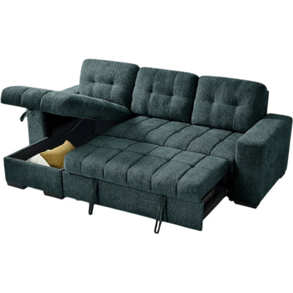 Palermo Blue Fabric Universal Sofabed Storage Corner Sofa