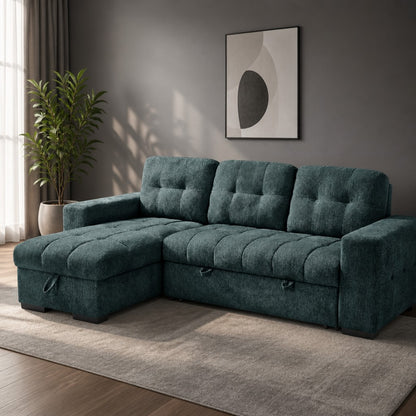 Palermo Blue Fabric Universal Sofabed Storage Corner Sofa