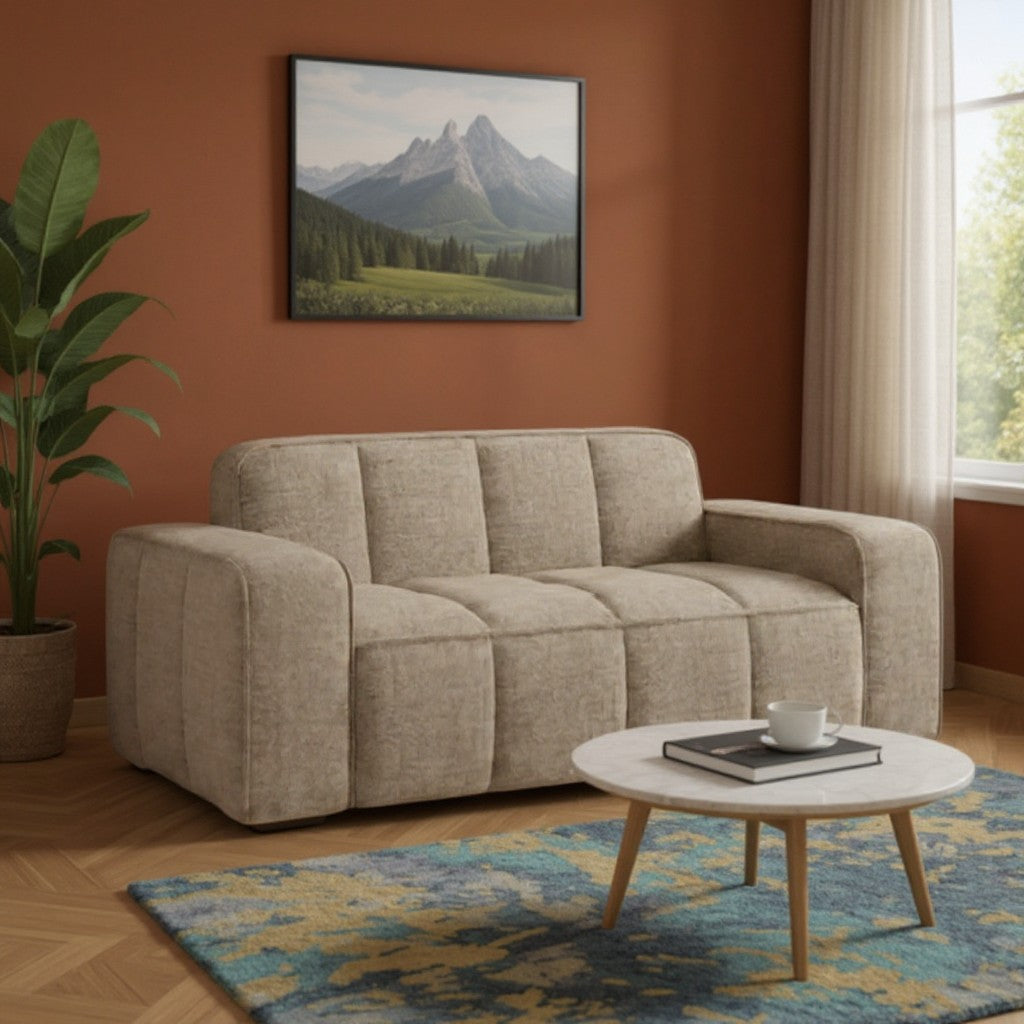 Paris Beige Fabric 2 Seater Sofa
