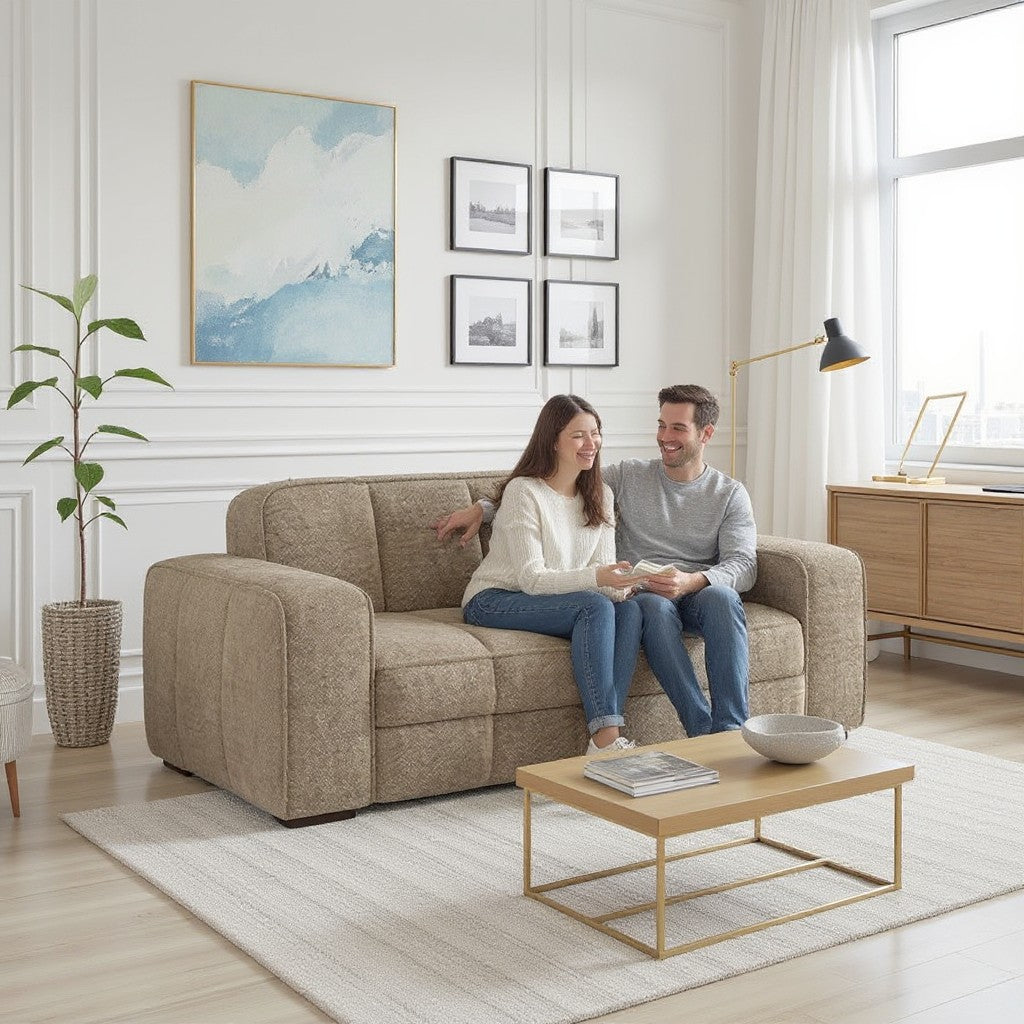 Paris Beige Fabric 2 Seater Sofa
