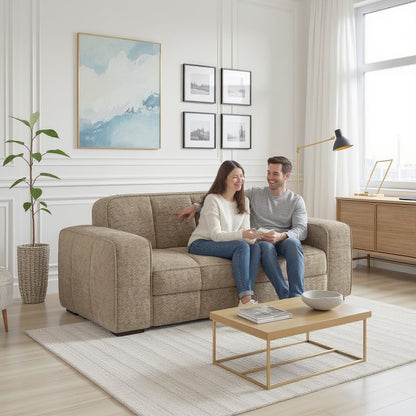 Paris Beige Fabric 2 Seater Sofa