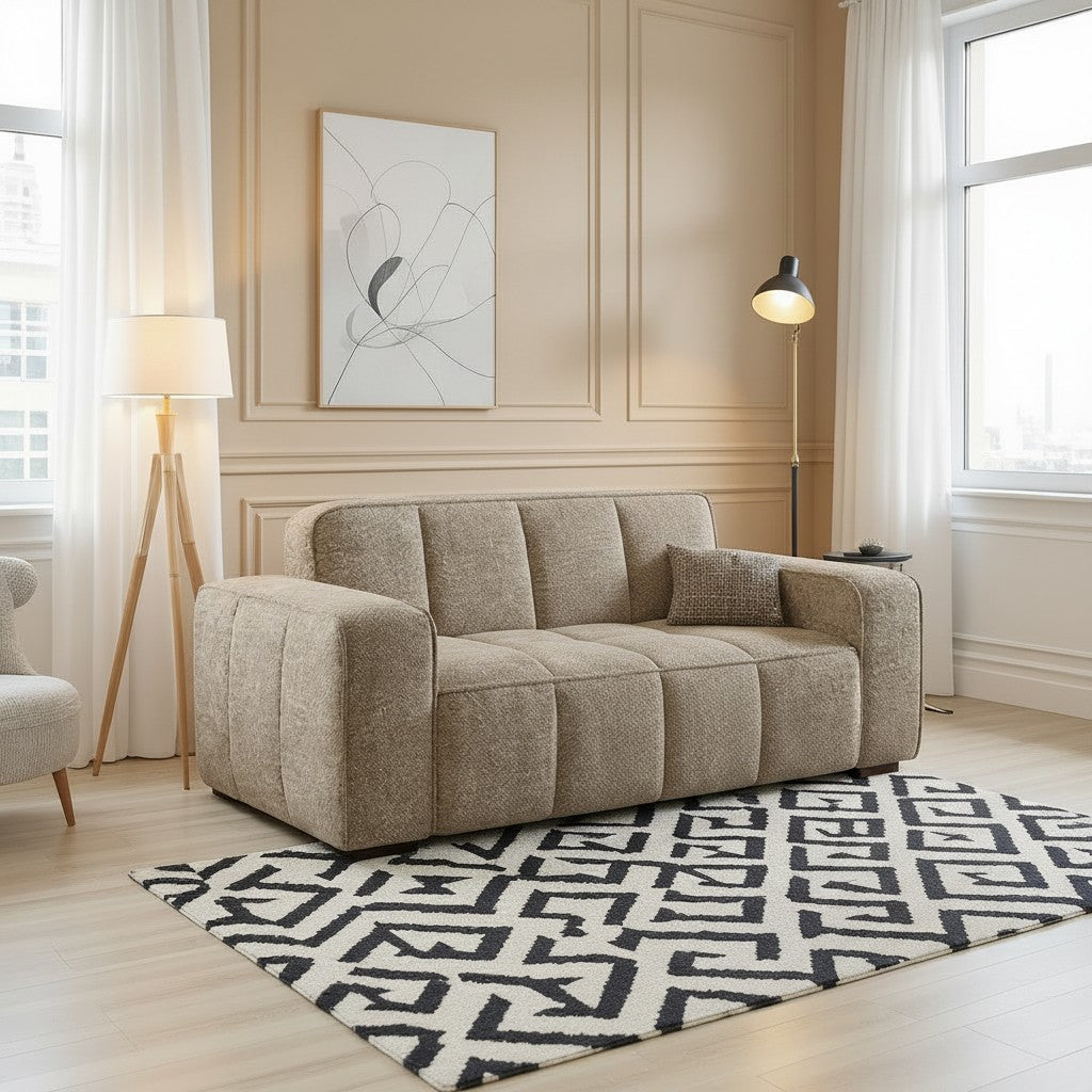 Paris Beige Fabric 2 Seater Sofa