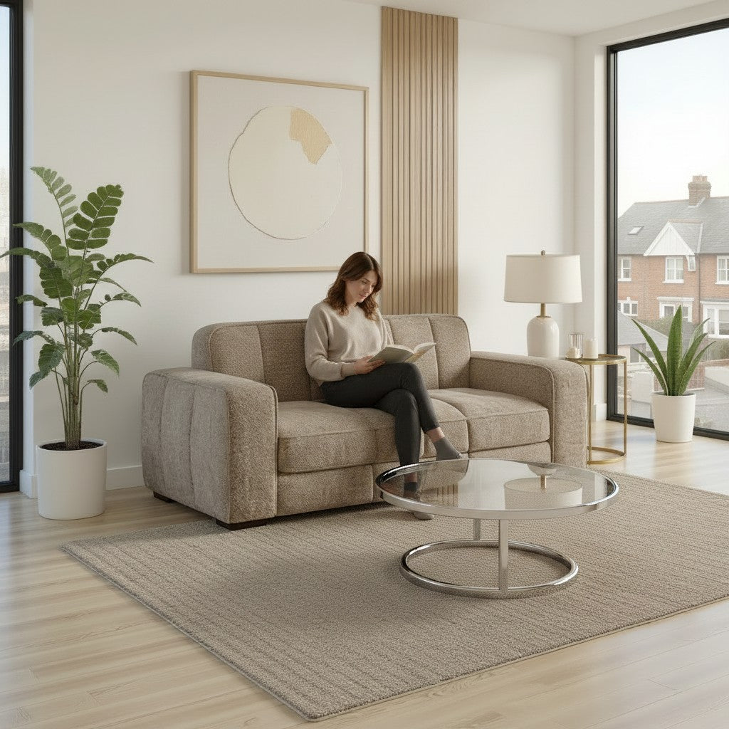 Paris Beige Fabric 3 Seater Sofa