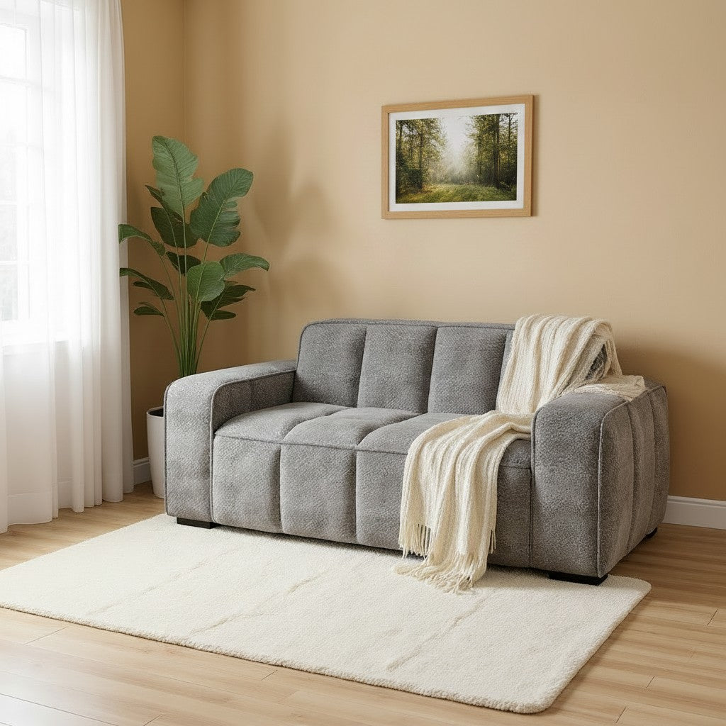 Paris Grey Fabric 2 Seater Sofa
