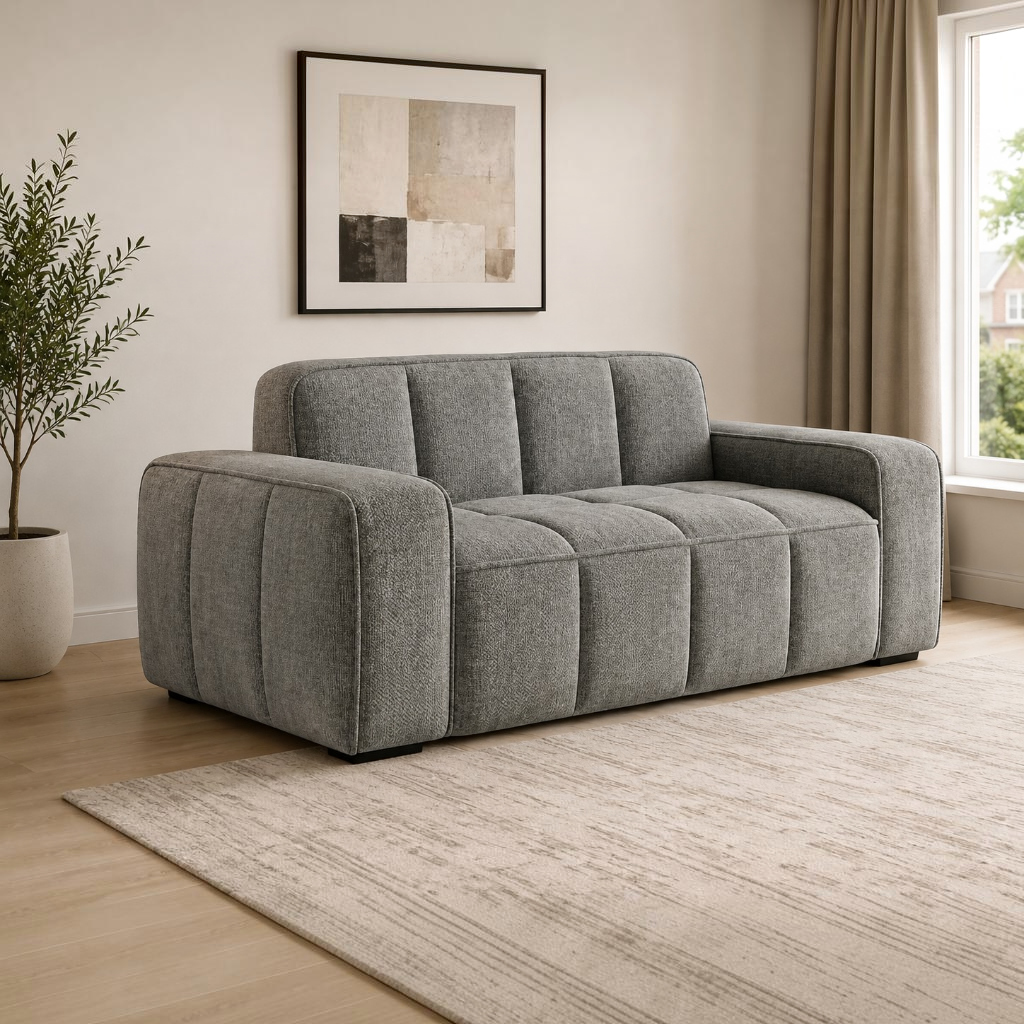 Paris Grey Fabric 3 Seater Sofa