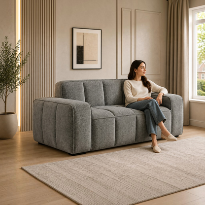 Paris Grey Fabric 3 Seater Sofa