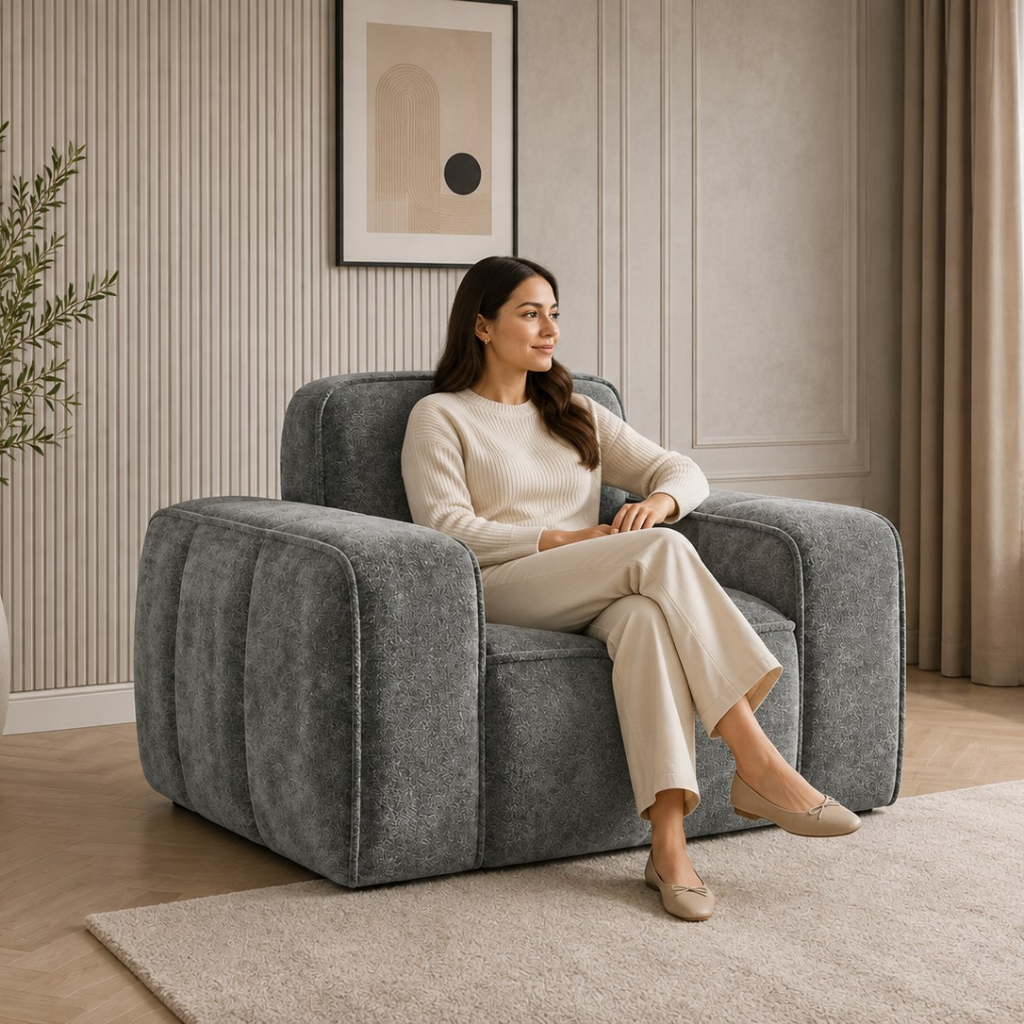 Paris Grey Fabric Armchair