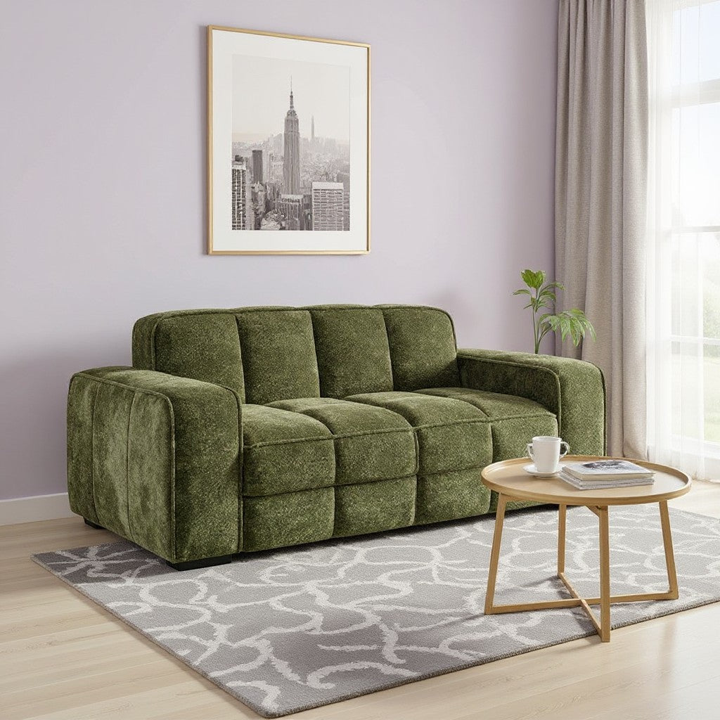 Paris Olive Green Fabric 2 Seater Sofa