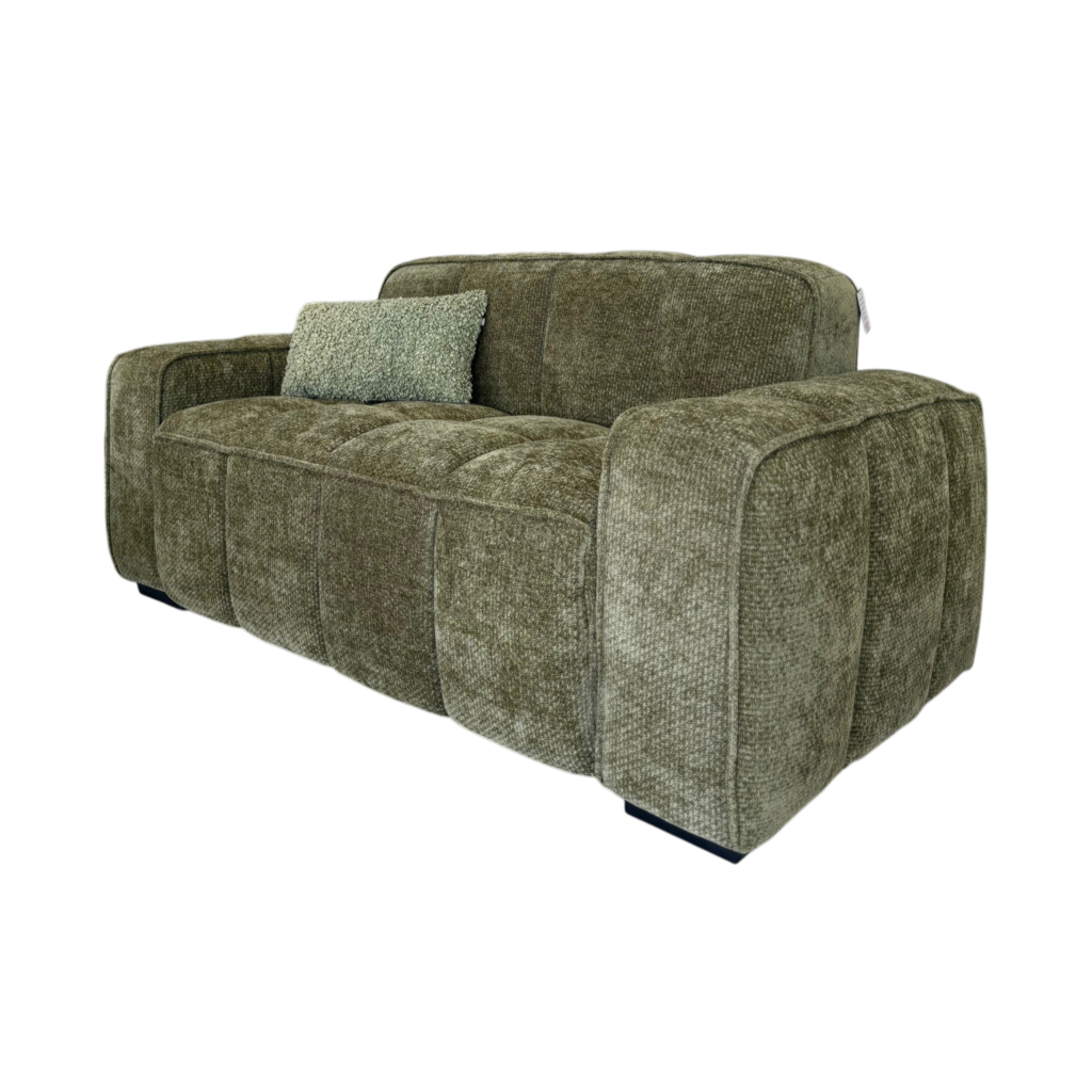 Paris Olive Green Fabric 2 Seater Sofa
