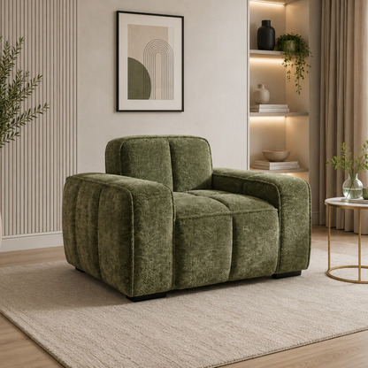 Paris Olive Green Fabric Armchair