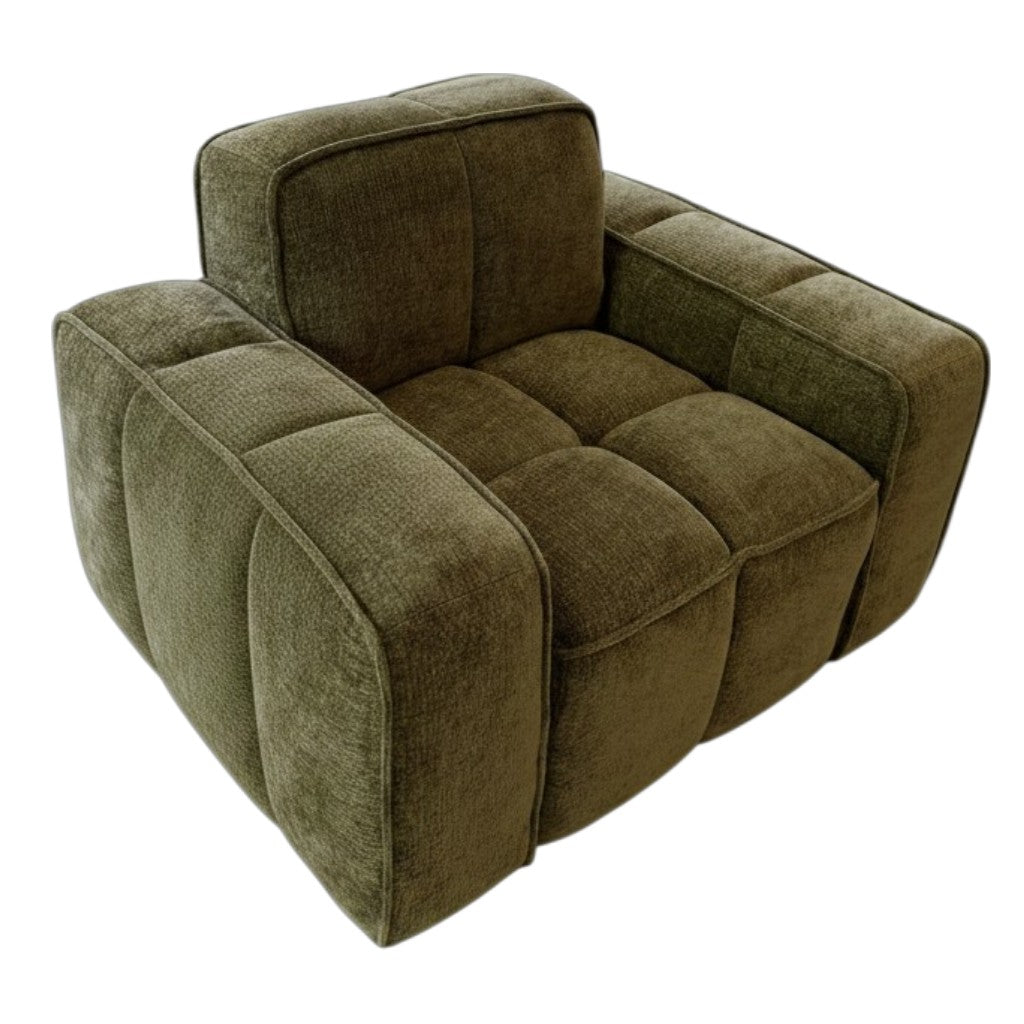 Paris Olive Green Fabric Armchair