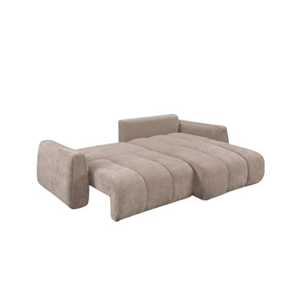 Portland Sofabed Beige Fabric Universal Storage Corner Sofa