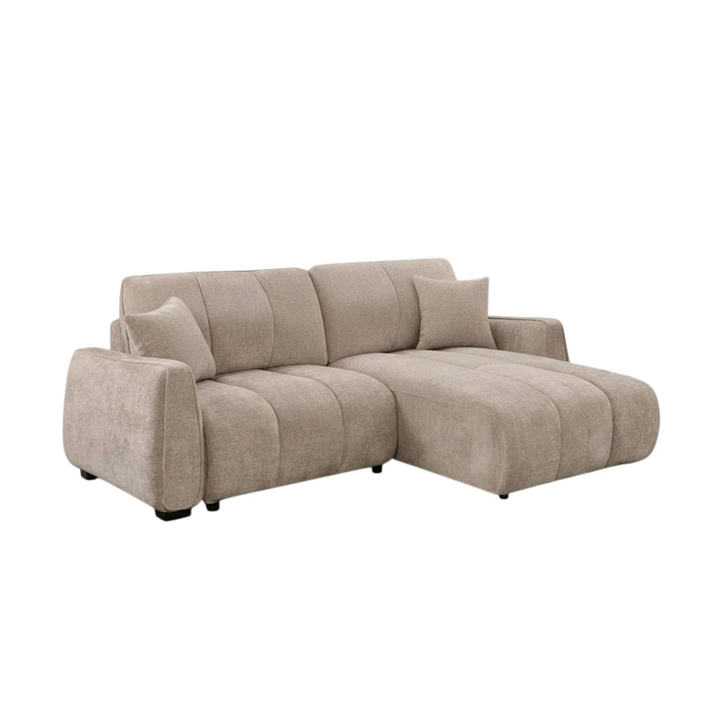 Portland Sofabed Beige Fabric Universal Storage Corner Sofa