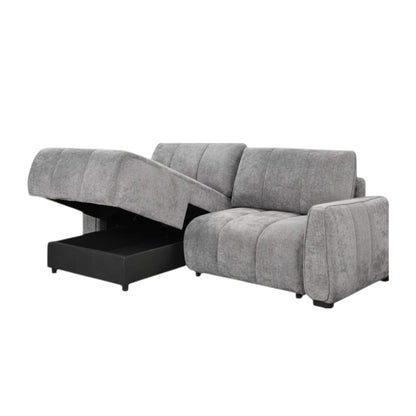 Portland Sofabed Grey Fabric Universal Storage Corner Sofa
