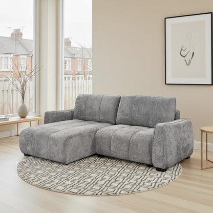 Portland Sofabed Grey Fabric Universal Storage Corner Sofa