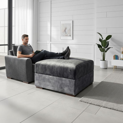 Serena Black Fabric Storage Footstool
