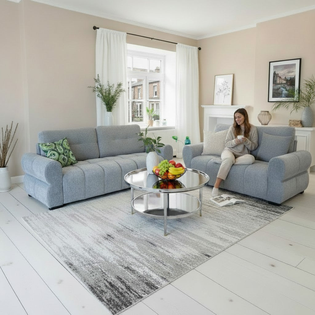 San Marino Grey Fabric 3+2 Sofa Suite