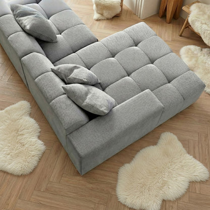 ALUXO Leonard Left Hand Facing  Corner Sofa In Cloudy Grey Boucle Fabric