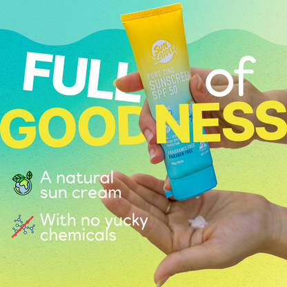 Pure Zinc Natural Sun Cream SPF 50 Reef Safe & Non Nano Zinc Oxide Sunscreen
