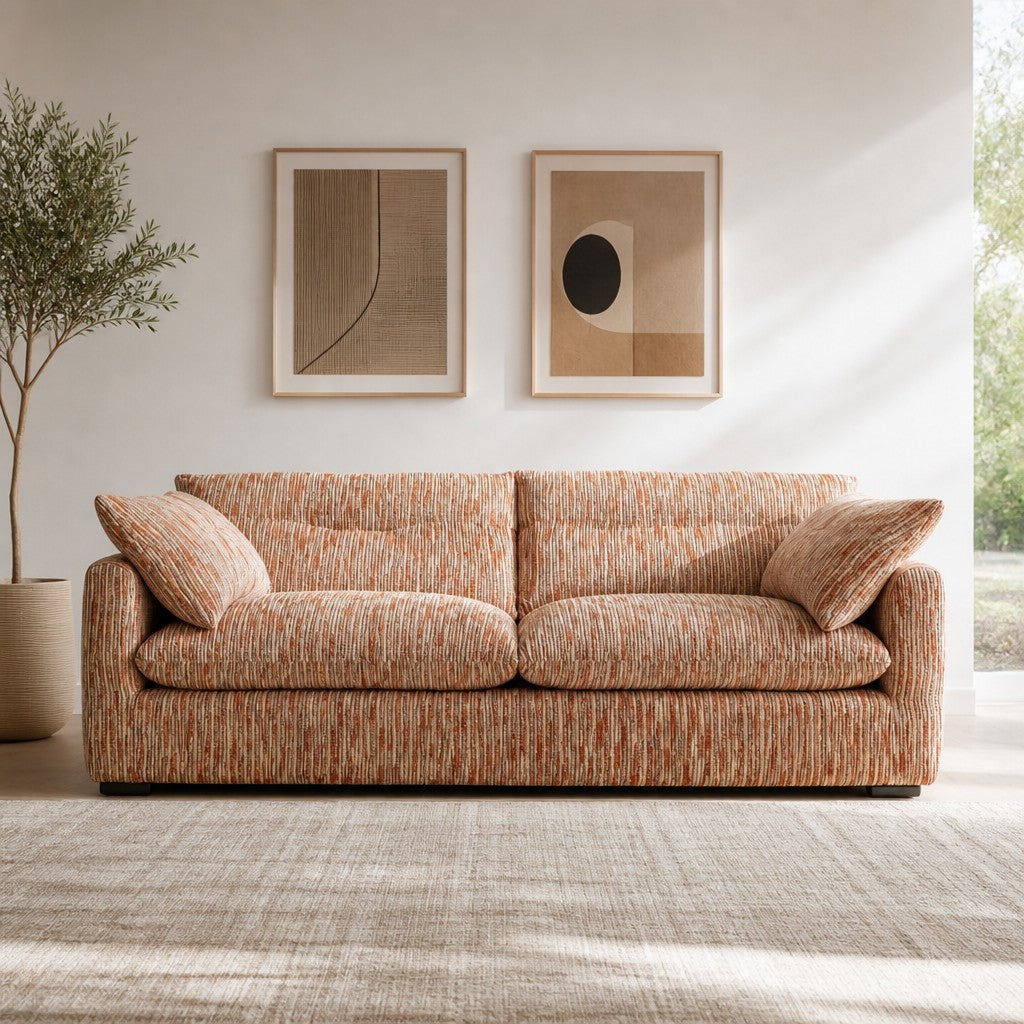 Quetta Rust Beige Fabric 2 Seater Sofa