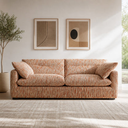 Quetta Rust Beige Fabric 2 Seater Sofa