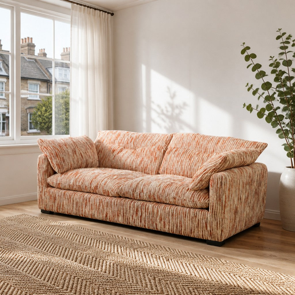Quetta Rust Beige Fabric 2 Seater Sofa
