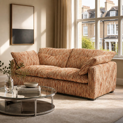 Quetta Rust Beige Fabric 3 Seater Sofa
