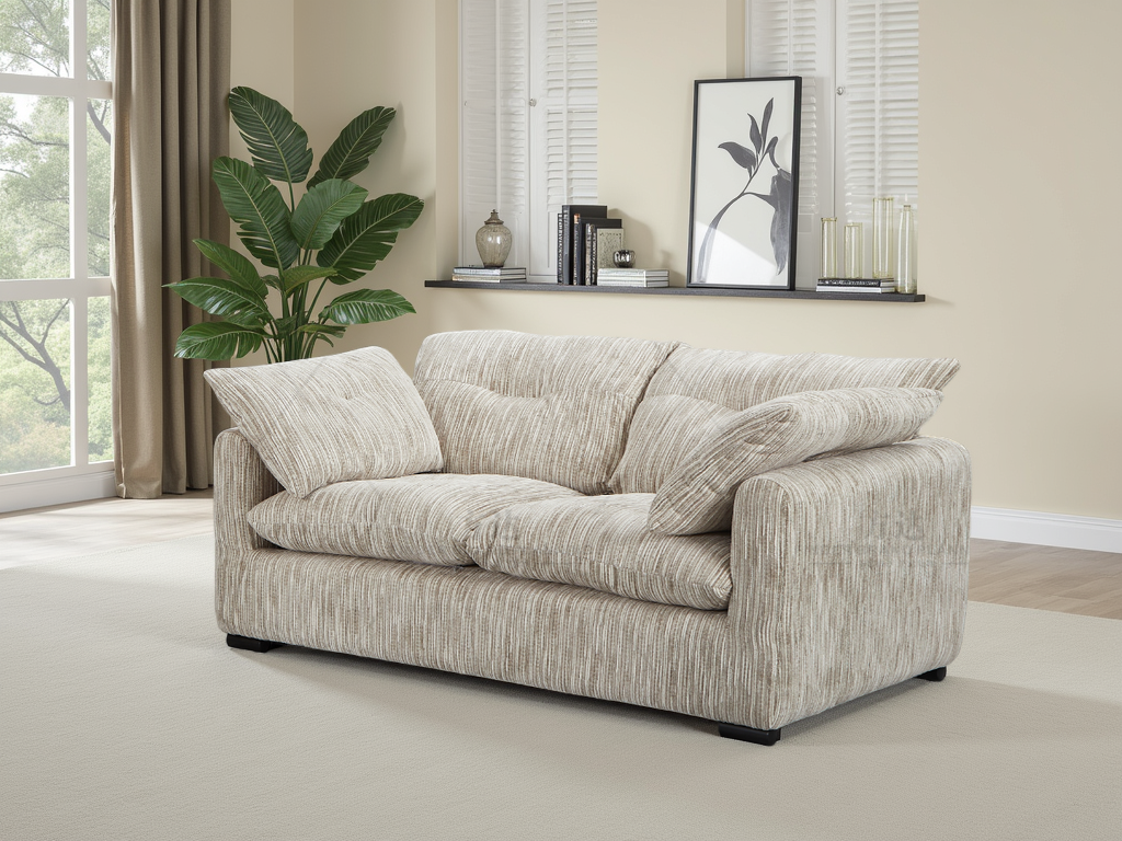 Quetta Grey Silver Fabric 2 Seater Sofa